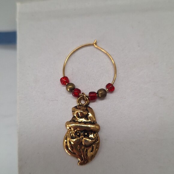 Vintage brass Christmas wine charms Set of 6 - ganz - Picture 3 of 3